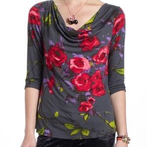 NWT Anthropologie Shadow Bloom Cowl Neck Top